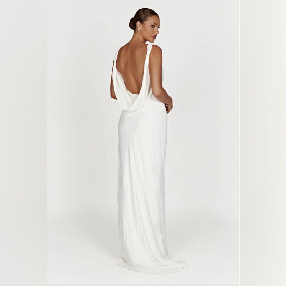 Meshki Amanza White Cowl Back Maxi Dress